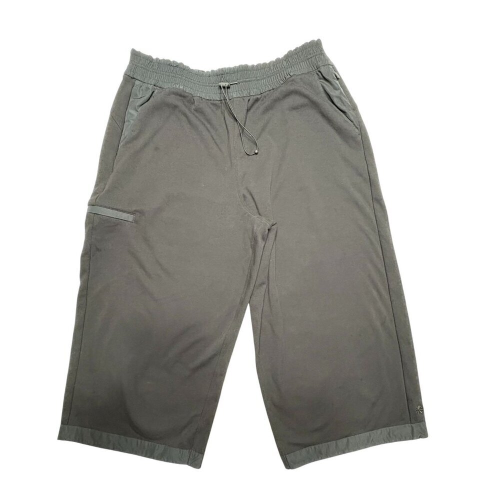 Athleta Triumph XL Women's Hybrid Wide Leg Black Capri Pants Elastic Drawstring